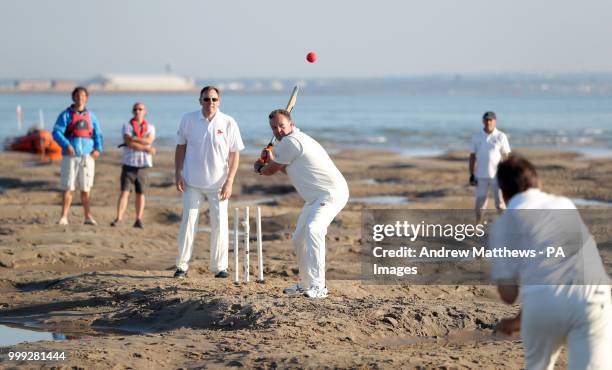 Members of the Royal Southern Yacht Club and the Island Sailing Club take part during the annual Brambles cricket match between the clubs, which...