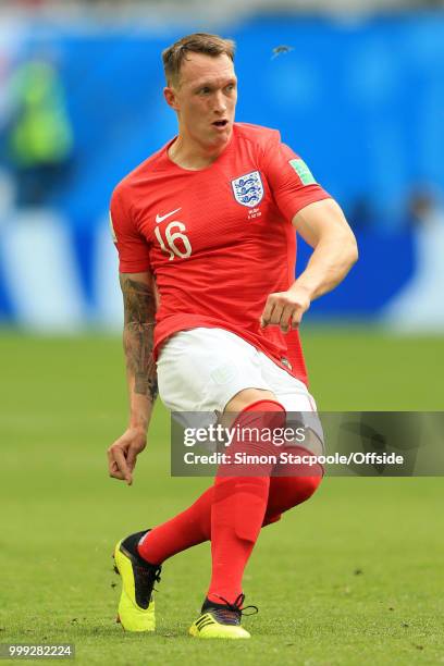 Phil Jones of England in action during the 2018 FIFA World Cup Russia 3rd Place Playoff match between Belgium and England at Saint Petersburg Stadium...