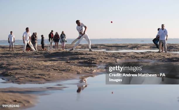 Members of the Royal Southern Yacht Club and the Island Sailing Club take part during the annual Brambles cricket match between the clubs, which...