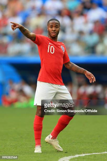 Raheem Sterling of England gestures during the 2018 FIFA World Cup Russia 3rd Place Playoff match between Belgium and England at Saint Petersburg...