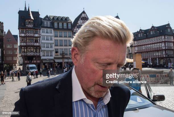 German former professional tennis player Boris Becker arriving to a press conference by the German Tennis Federation at Romerberg in Frankfurt am...