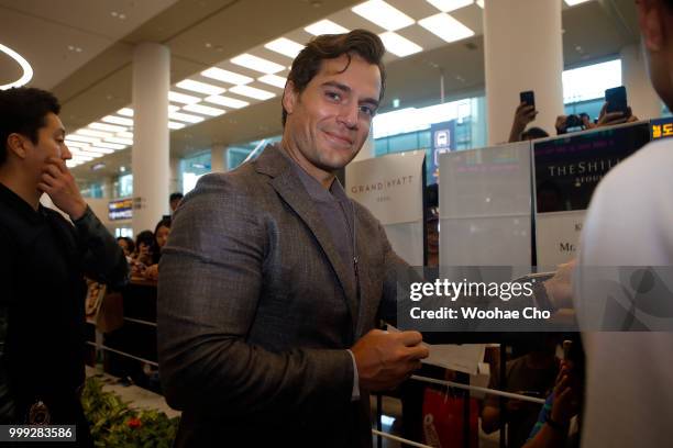 Henry Cavill arrives in support of the 'Mission: Impossible - Fallout' World Press Tour at Incheon Airport on July 15, 2018 in Incheon, South Korea.