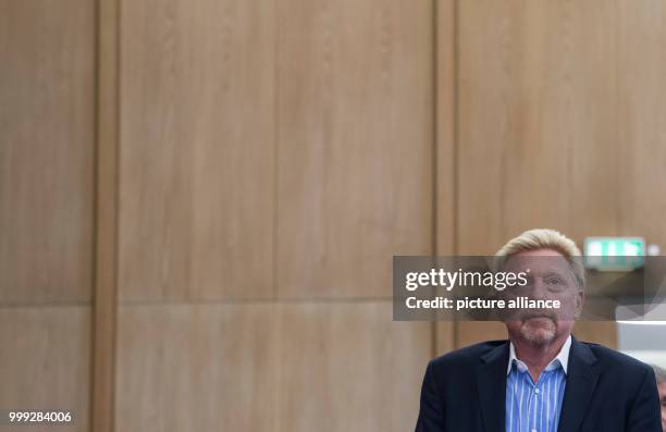 German former professional tennis player Boris Becker arriving to a press conference by the German Tennis Federation at Romerberg in Frankfurt am...