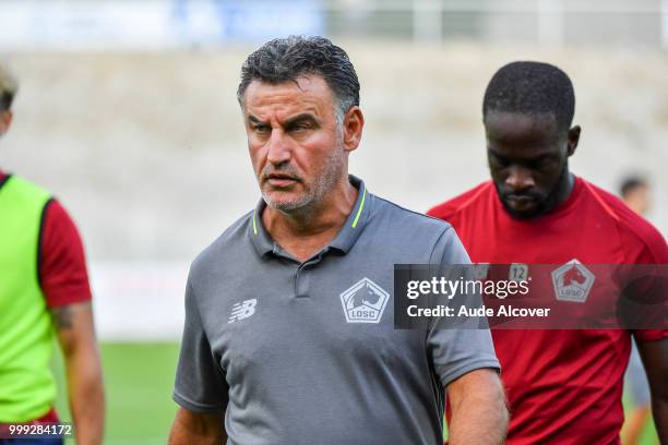 Head coach of Lille Christophe Galtier during the friendly match between Lille and Reims on July 14, 2018 in St Quentin, France.