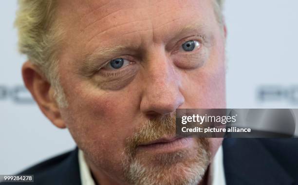 German former professional tennis player Boris Becker arriving to a press conference by the German Tennis Federation at Romerberg in Frankfurt am...