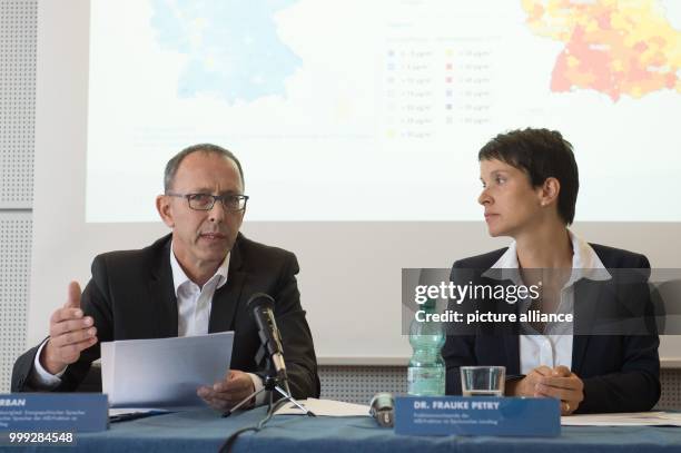 Jorg Urban, deputy fraction chairman of the party Alternative für Deutschland in Saxony's Landtag , and Frauke Petry, the party's federal chairwoman,...