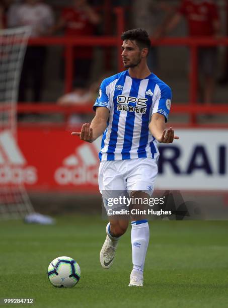 Chris Schindler of Huddersfiled Town during the pre-season friendly between Accrington Stanley and Huddersfield Town at The Crown Ground,on July 14,...