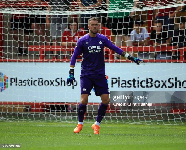 Ben Hamer of Huddersfiled Town during the pre-season friendly between Accrington Stanley and Huddersfield Town at The Crown Ground,on July 14, 2018...