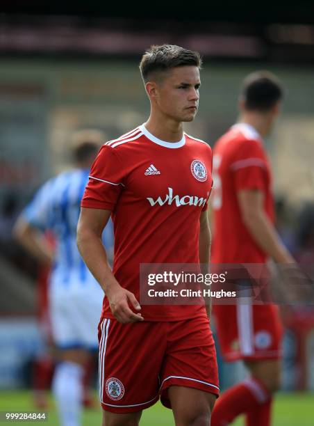 Callum Johnson of Accrington Stanley during the pre-season friendly between Accrington Stanley and Huddersfield Town at The Crown Ground,on July 14,...