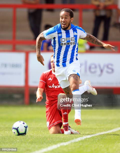 Sean Scannell of Huddersfiled Town during the pre-season friendly between Accrington Stanley and Huddersfield Town at The Crown Ground,on July 14,...