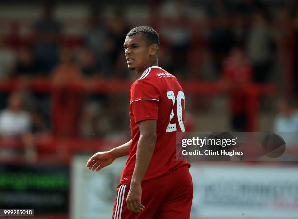 Kayden Jackson of Accrington Stanley during the pre-season friendly between Accrington Stanley and Huddersfield Town at The Crown Ground,on July 14,...