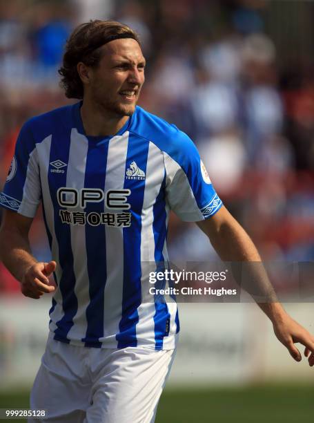 Michael Hefele of Huddersfiled Town during the pre-season friendly between Accrington Stanley and Huddersfield Town at The Crown Ground,on July 14,...