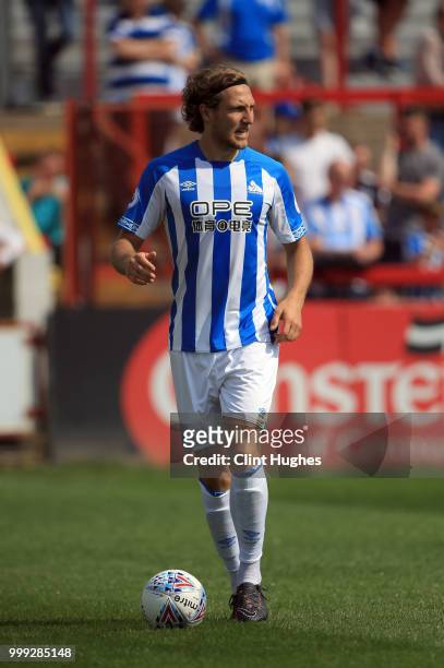 Michael Hefele of Huddersfiled Town during the pre-season friendly between Accrington Stanley and Huddersfield Town at The Crown Ground,on July 14,...