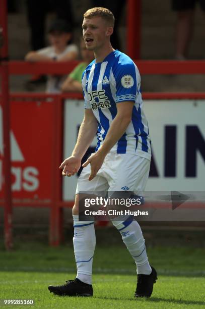 Lewis O'Brien of Huddersfiled Town during the pre-season friendly between Accrington Stanley and Huddersfield Town at The Crown Ground,on July 14,...