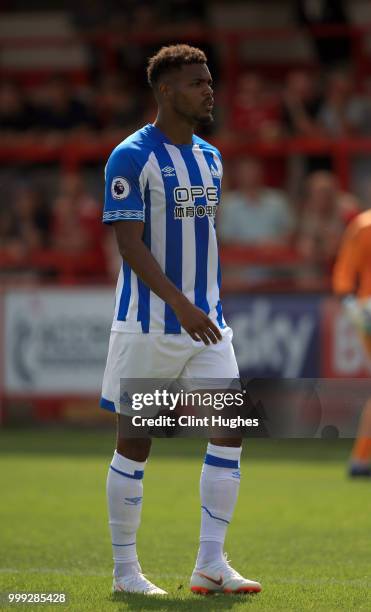 Steve Mounie of Huddersfiled Town during the pre-season friendly between Accrington Stanley and Huddersfield Town at The Crown Ground,on July 14,...