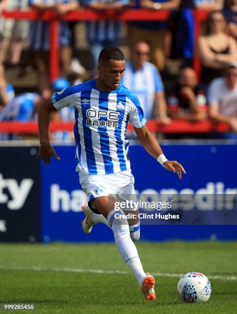 Tom Ince of Huddersfiled Town during the pre-season friendly between Accrington Stanley and Huddersfield Town at The Crown Ground,on July 14, 2018 in...