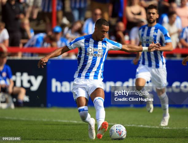 Tom Ince of Huddersfiled Town during the pre-season friendly between Accrington Stanley and Huddersfield Town at The Crown Ground,on July 14, 2018 in...