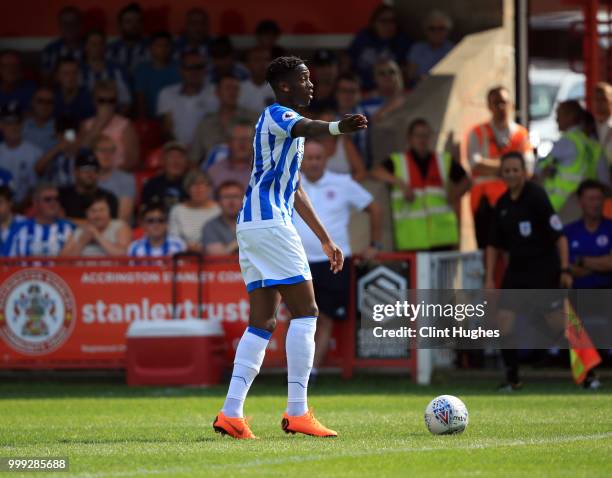 Terence Kongolo of Huddersfiled Town during the pre-season friendly between Accrington Stanley and Huddersfield Town at The Crown Ground,on July 14,...