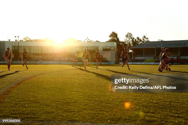General view of play during the round 15 VFL match between the Northern Blues and Williamstown Seagulls at Ikon Park on July 15, 2018 in Melbourne,...