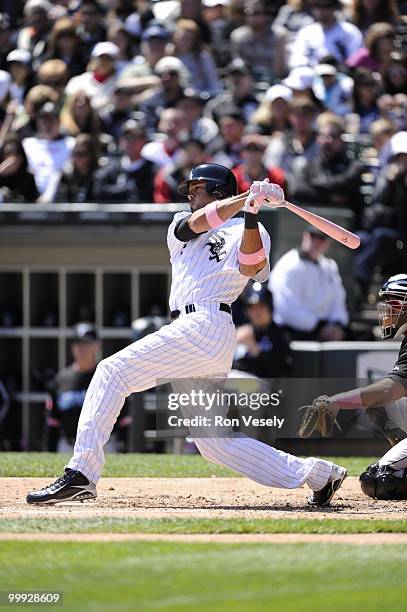 Alex Rios of the Chicago White Sox bats against the Toronto Blue Jays on May 9, 2010 at U.S. Cellular Field in Chicago, Illinois. The Blue Jays...