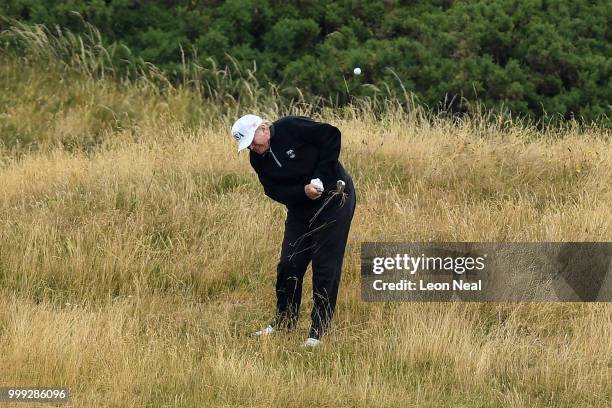 President Donald Trump plays a round of golf at Trump Turnberry Luxury Collection Resort during the U.S. President's first official visit to the...