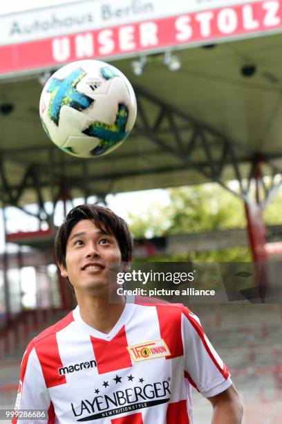 Japanese soccer player Atsuto Uchida being introduced as a new player of the 1. FC Union Berlin club in Berlin, Germany, 23 August 2017. The Japanese...