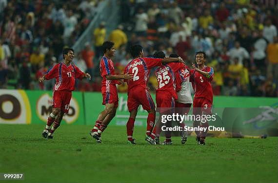 Thailand celebrates win after beating Malaysia in the Final held at the Shah Alam Stadium, Shah Alam, Selangor, Malaysia during the 21st South East...