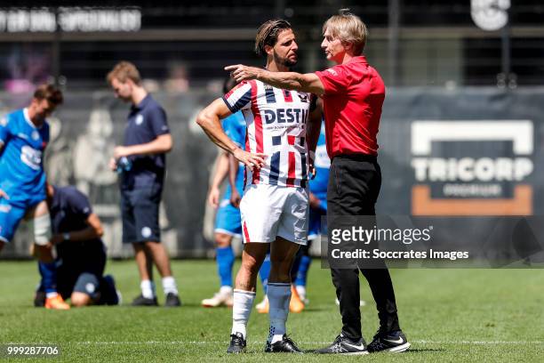 Fran Sol of Willem II, Coach Adrie Koster of Willem II during the match between Willlem II v KAA Gent on July 14, 2018 in TILBURG Netherlands