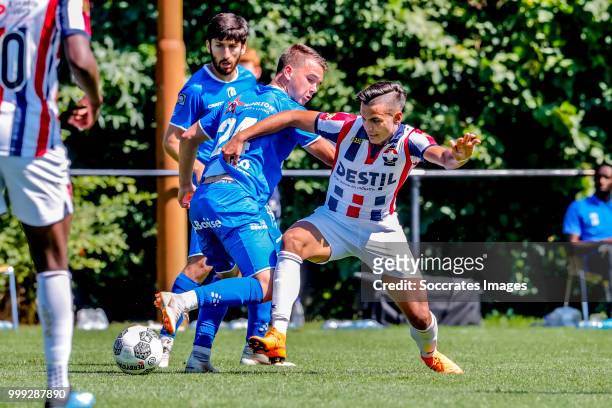 Nicolas Raskin of KAA Gent, Atakan Akkaynak of Willem II during the match between Willlem II v KAA Gent on July 14, 2018 in TILBURG Netherlands