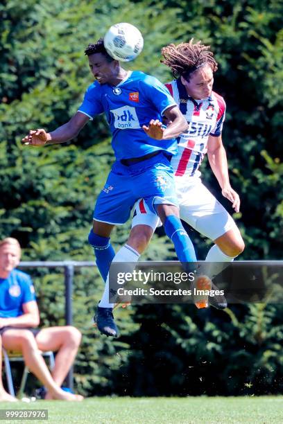 Peter Olayinka of KAA Gent, Victor van den Bogert of Willem II during the match between Willlem II v KAA Gent on July 14, 2018 in TILBURG Netherlands