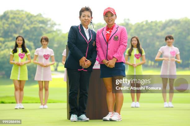 Chie Arimura of Japan poses with LPGA managing director Mieko Suzuki of Japan after winning the Samantha Thavasa Girls Collection Ladies Tournament...