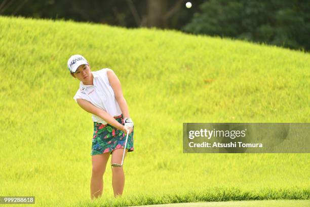 Kana Nagai of Japan chips onto the 3rd green during the final round of the Samantha Thavasa Girls Collection Ladies Tournament at the Eagle Point...