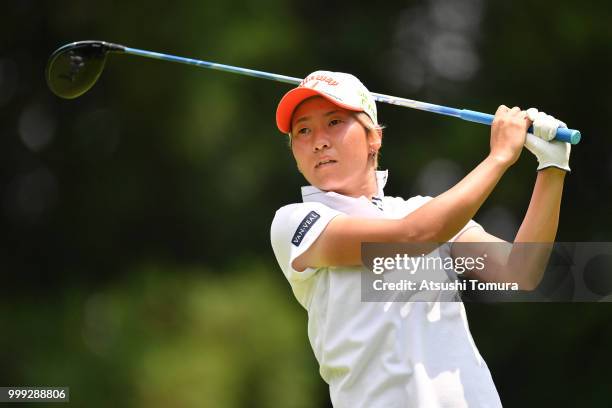 Seira Oki of Japan hits her tee shot on the 6th hole during the final round of the Samantha Thavasa Girls Collection Ladies Tournament at the Eagle...