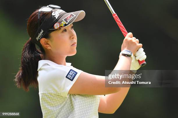Serena Aoki of Japan hits her tee shot on the 5th hole during the final round of the Samantha Thavasa Girls Collection Ladies Tournament at the Eagle...