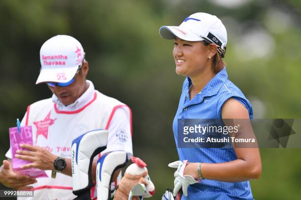 Mao Nozawa of Japan smiles during the final round of the Samantha Thavasa Girls Collection Ladies Tournament at the Eagle Point Golf Club on July 15,...