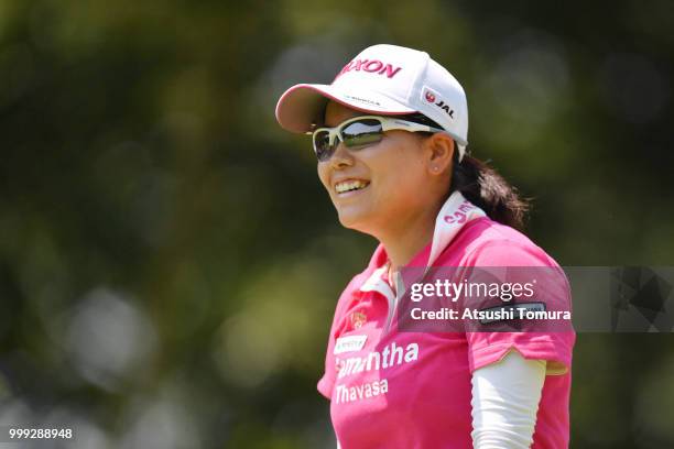 Minami Katsu of Japan smiles during the final round of the Samantha Thavasa Girls Collection Ladies Tournament at the Eagle Point Golf Club on July...