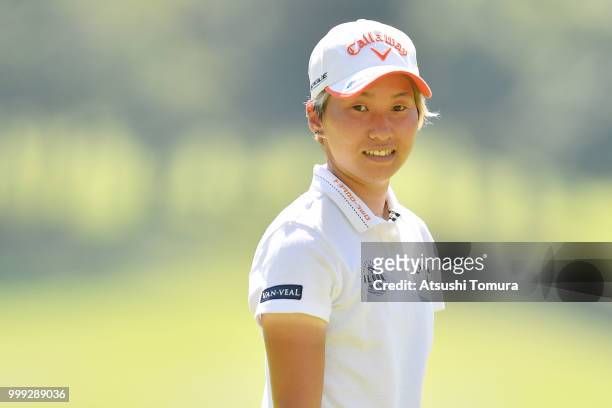 Seira Oki of Japan smiles during the final round of the Samantha Thavasa Girls Collection Ladies Tournament at the Eagle Point Golf Club on July 15,...