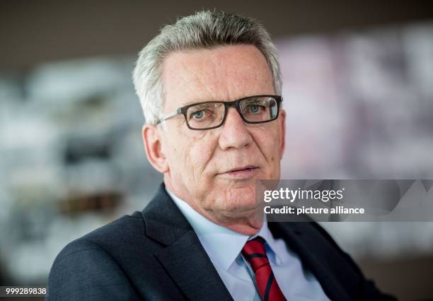 German Interior Minister Thomas de Maiziere pictured during an interview in Berlin, Germany, 23 August 2017. Photo: Michael Kappeler/dpa