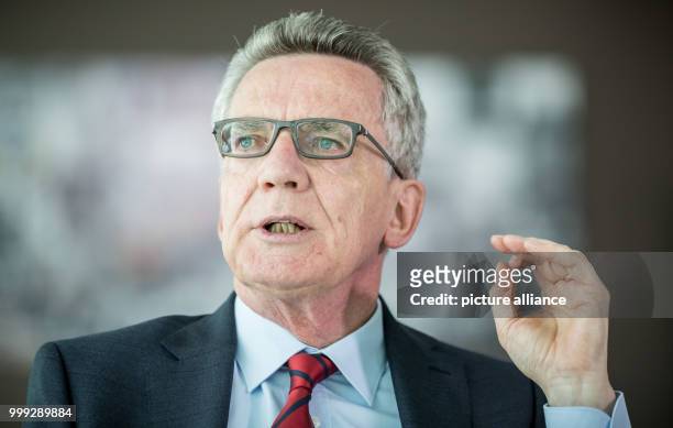 German Interior Minister Thomas de Maiziere pictured during an interview in Berlin, Germany, 23 August 2017. Photo: Michael Kappeler/dpa