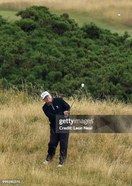 President Donald Trump plays a round of golf at Trump Turnberry Luxury Collection Resort during the U.S. President's first official visit to the...