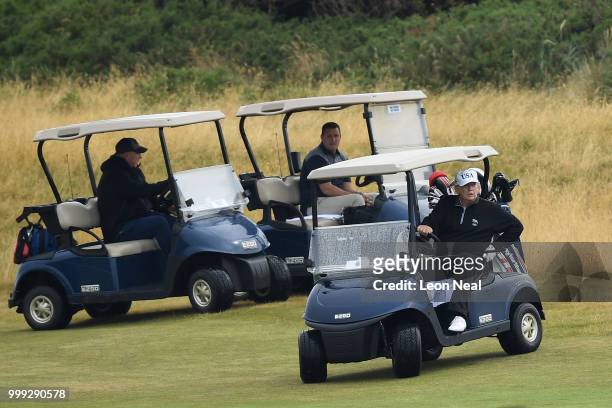 President Donald Trump plays a round of golf at Trump Turnberry Luxury Collection Resort during the U.S. President's first official visit to the...