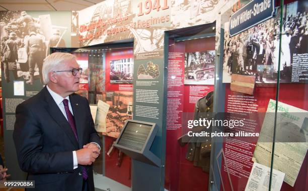 German President Frank-Walter Steinmeier visiting the Museum of the Occupation of Latvia 1940-1991 in Riga, Latvia, 23 August 2017. President...