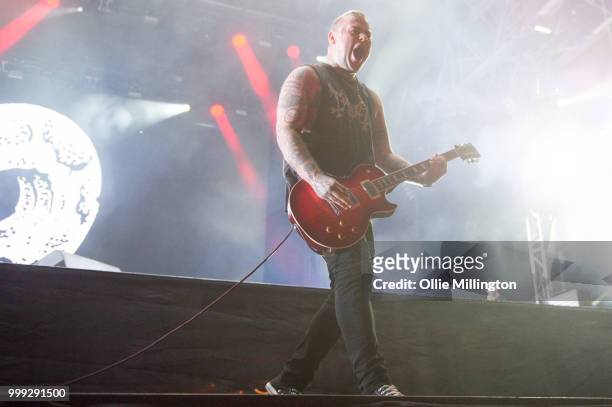 Wade MacNeil of Alexisonfire performs onstage headlining the mainstage replacing Avenged Sevenfold who pulled out due to illness on day 8 of the 51st...