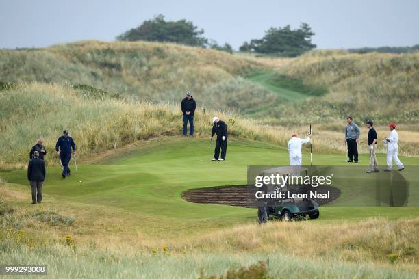 President Donald Trump plays a round of golf at Trump Turnberry Luxury Collection Resort during the U.S. President's first official visit to the...