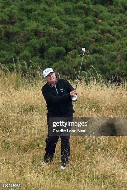 President Donald Trump plays a round of golf at Trump Turnberry Luxury Collection Resort during the U.S. President's first official visit to the...