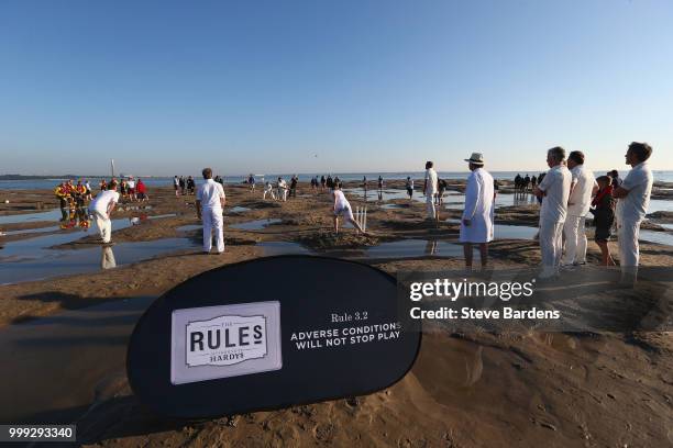 Stuart Broad plays for the Royal Southern Yacht Club against the Island Sailing Club during the Annual Bramble Bank Cricket Match 2018 supported by...