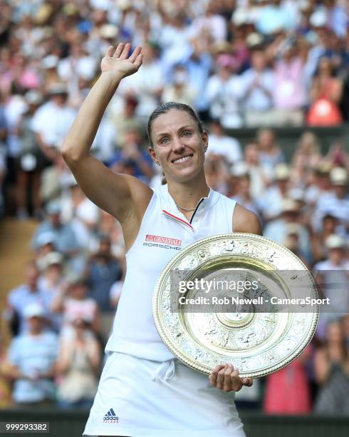 Wimbledon Ladies' Singles Champion Angelique Kerber after defeating Serena Williams in the final at All England Lawn Tennis and Croquet Club on July...