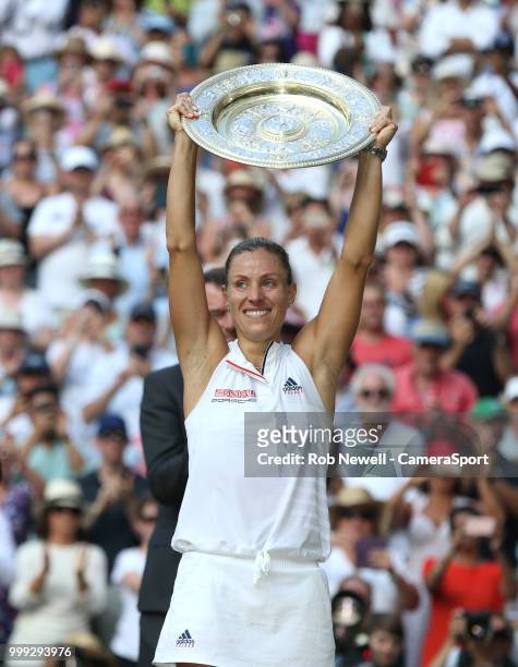 Wimbledon Ladies' Singles Champion Angelique Kerber after defeating Serena Williams in the final at All England Lawn Tennis and Croquet Club on July...