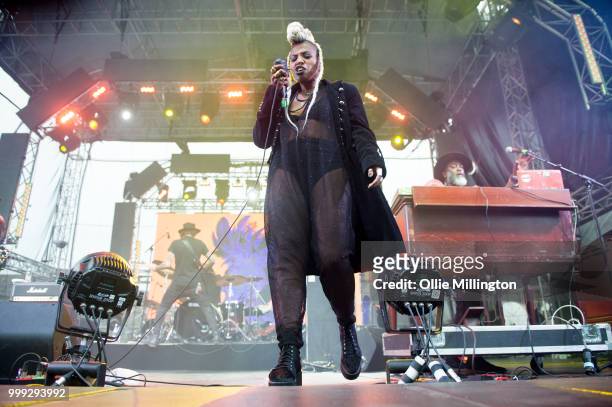 Performs onstage at the Hydro Stage on day 8 of the 51st Festival d'ete de Quebec on July 11, 2018 in Quebec City, Canada