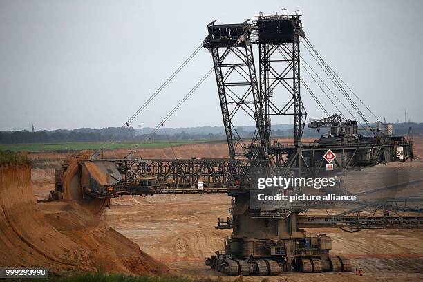 Brown coal excavator pictured at the Garzweiler surface mine near Erkelenz, Germany, 24 August 2017. No protests have been reported yet at the start...